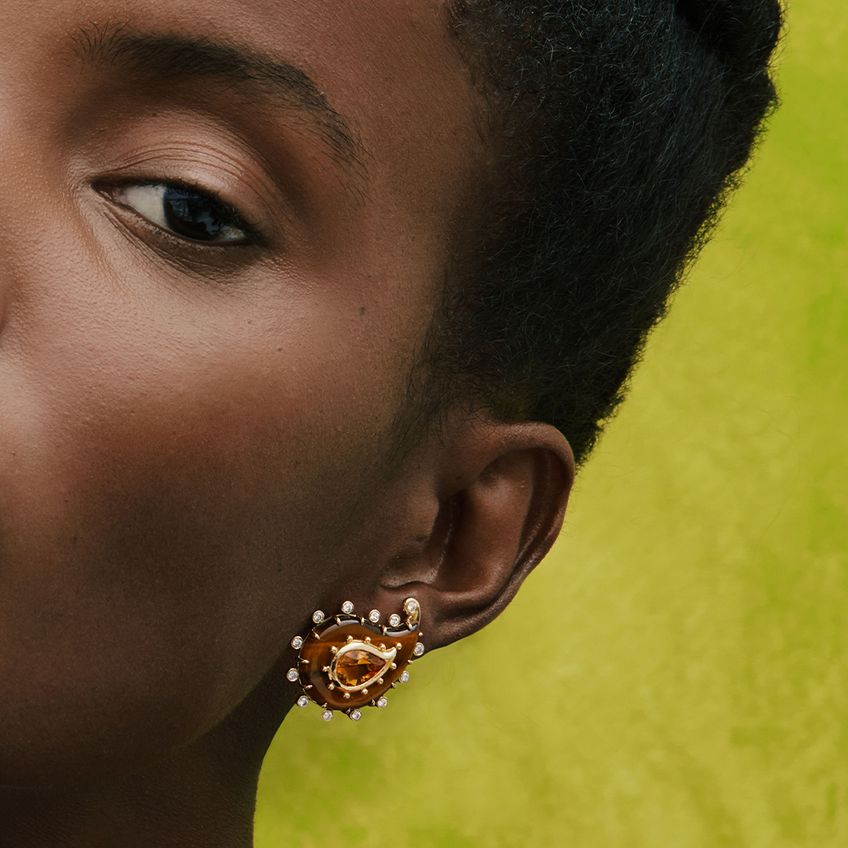 Brincos Paisley Olho de Tigre