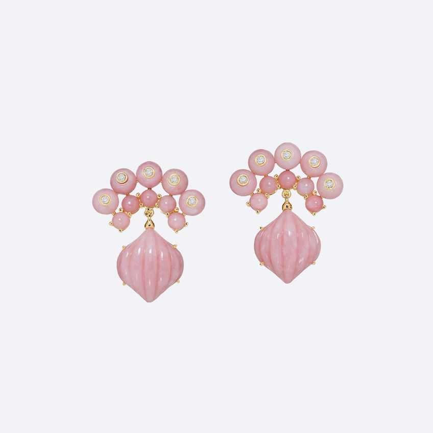 Brincos "Floresta" Opala Rosa